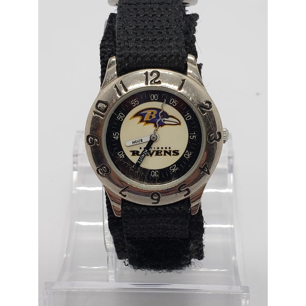 NFL Baltimore Ravens Men's watch. Raven mascot head on face.